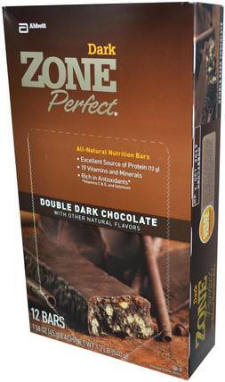 Dark, All-Natural Nutrition Bars, Double Dark Chocolate, 12 Bars, 1.58 oz (45 g) Each by ZonePerfect, 補充劑，營養棒 HK 香港