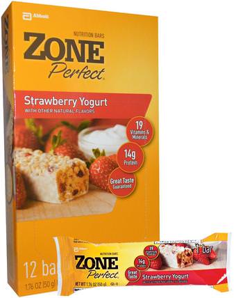 Nutrition Bars, Strawberry Yogurt, 12 Bars, 1.76 oz (50 g) Each by ZonePerfect, 運動，蛋白質棒，營養棒 HK 香港