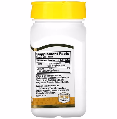 21st Century, Folic Acid, 800 mcg, 180 Easy to Swallow Tablets 21st Century, Folic Acid, 800 mcg, 180 Easy to Swallow Tablets