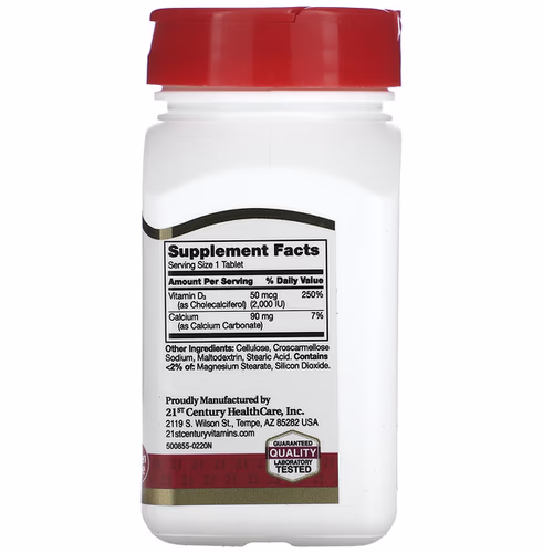21st Century, Vitamin D3, 50 mcg (2, 000 IU), 110 Tablets