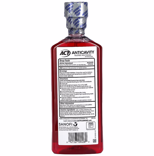 Act, Anticavity Fluoride Mouthwash, Alcohol Free, Cinnamon, 18 fl oz (532 ml) Act, Anticavity Fluoride Mouthwash, Alcohol Free, Cinnamon, 18 fl oz (532 ml)