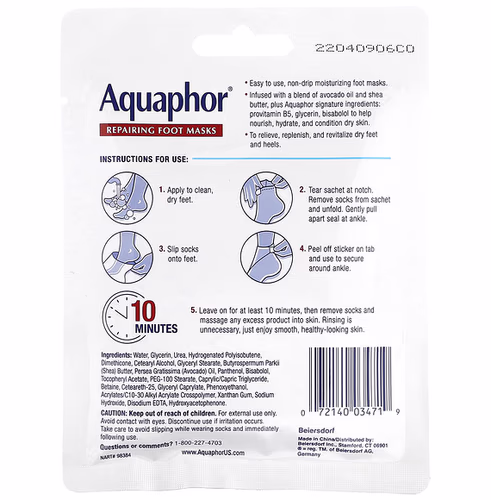 Aquaphor, Repairing Foot Masks, 1 Pair.7 fl oz (20 ml) Aquaphor, Repairing Foot Masks, 1 Pair.7 fl oz (20 ml)
