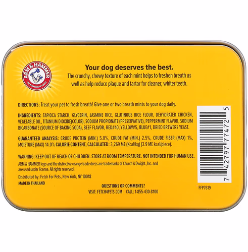 Arm & Hammer, Tartar Control Dental Mints For Dogs, Fresh Mint Scent, Beef, 40 Mints Arm & Hammer, Tartar Control Dental Mints For Dogs, Fresh Mint Scent, Beef, 40 Mints