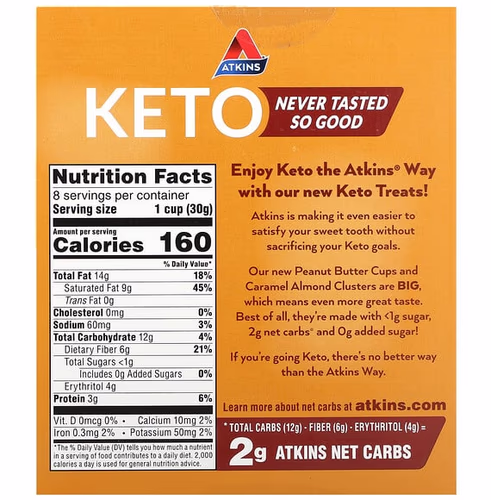 Atkins, Peanut Butter Cups, 8 Cups, 1.06 oz (30 g) Each Atkins, Peanut Butter Cups, 8 Cups, 1.06 oz (30 g) Each
