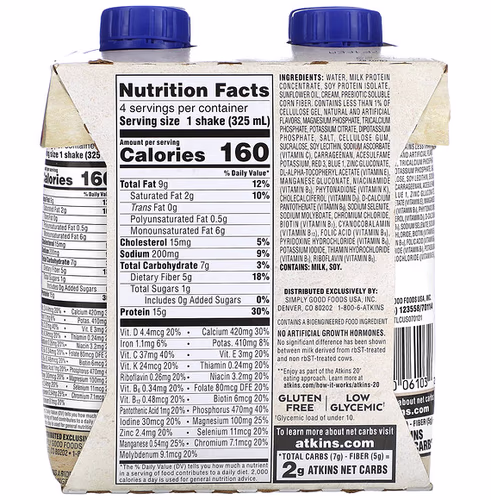 Atkins, Protein-Rich Shake, Strawberry, 4 Shakes, 11 fl oz (325 ml) Each Atkins, Protein-Rich Shake, Strawberry, 4 Shakes, 11 fl oz (325 ml) Each