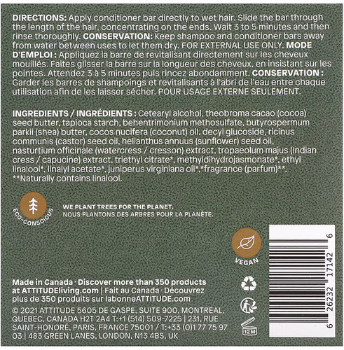 ATTITUDE, Leaves Bar, Hydrating Conditioner Bar, Herbal Musk, 4 oz (113 g) ATTITUDE, Leaves Bar, Hydrating Conditioner Bar, Herbal Musk, 4 oz (113 g)