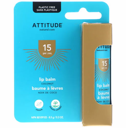 ATTITUDE, Lip Balm, SPF 15, Coconut, 0.3 oz (8.5 g) ATTITUDE, Lip Balm, SPF 15, Coconut, 0.3 oz (8.5 g)
