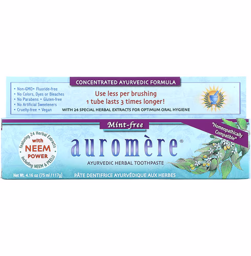 Auromere, Ayurvedic Herbal Toothpaste, Mint-Free, 4.16 oz (117 g) Auromere, Ayurvedic Herbal Toothpaste, Mint-Free, 4.16 oz (117 g)
