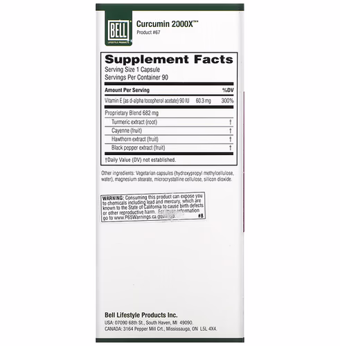 Bell Lifestyle, Curcumin 2000X, 90 Veggie Capsules Bell Lifestyle, Curcumin 2000X, 90 Veggie Capsules
