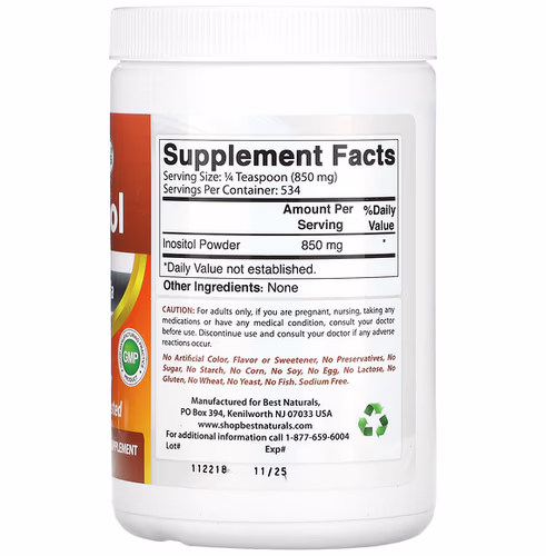 Best Naturals, Inositol, 1 lb (454 g) Best Naturals, Inositol, 1 lb (454 g)