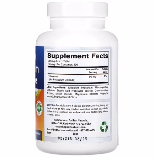 Best Naturals, Potassium Chloride, 99 mg, 400 Tablets