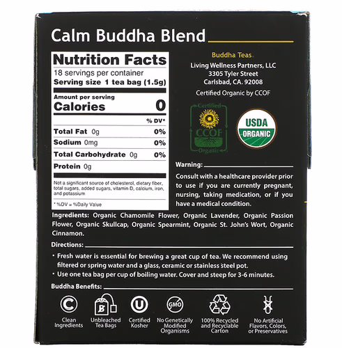 Buddha Teas, Calm Buddha Blend Tea, 18 Tea Bags, 0.95 oz (27 g)