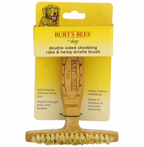 Burt's Bees, Double Sided Shedding Rake & Hemp Bristle Brush for Dogs, 1 Brush