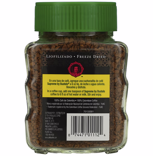 Café Bustelo, Supreme by Bustelo, Instant Coffee, Freeze Dried, Decaf, 3.52 oz (100 g) Café Bustelo, Supreme by Bustelo, Instant Coffee, Freeze Dried, Decaf, 3.52 oz (100 g)