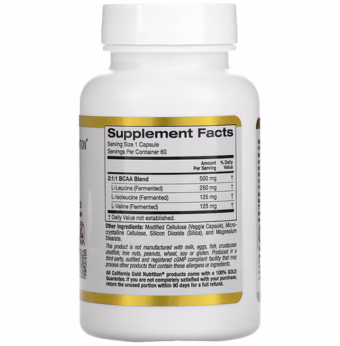 California Gold Nutrition, BCAA, AjiPure Branched Chain Amino Acids, 500 mg, 60 Veggie Caps California Gold Nutrition, BCAA, AjiPure Branched Chain Amino Acids, 500 mg, 60 Veggie Caps