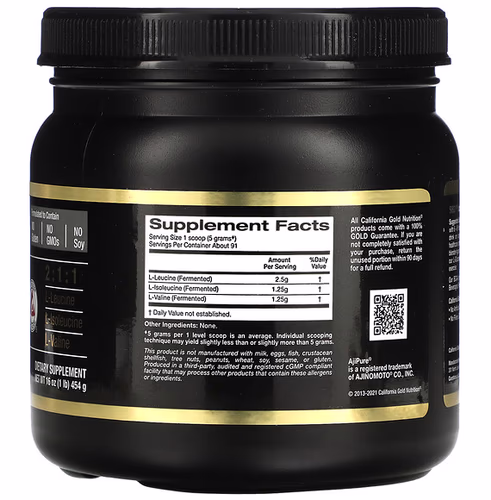 California Gold Nutrition, BCAA Powder, AjiPure, Branched Chain Amino Acids, 16 oz (454 g) California Gold Nutrition, BCAA Powder, AjiPure, Branched Chain Amino Acids, 16 oz (454 g)