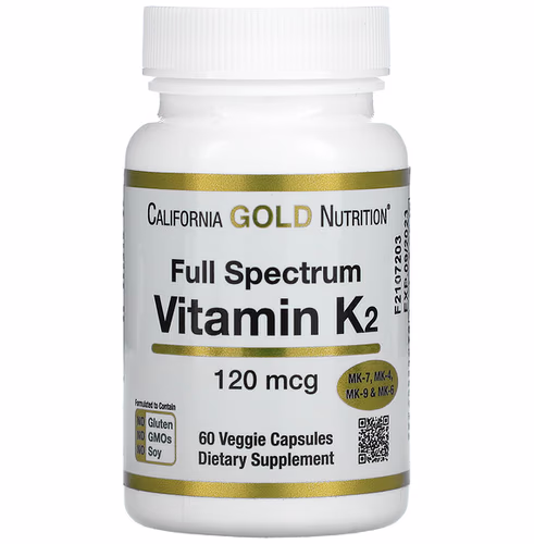California Gold Nutrition 全譜維生素 K2,120 微克,60 粒素食膠囊 California Gold Nutrition 全譜維生素 K2,120 微克,60 粒素食膠囊