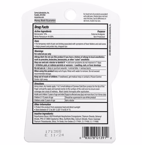 Carmex, Multi-Symptom, 3 In 1 Cold Sore Treatment, 0.07 oz (2 g)