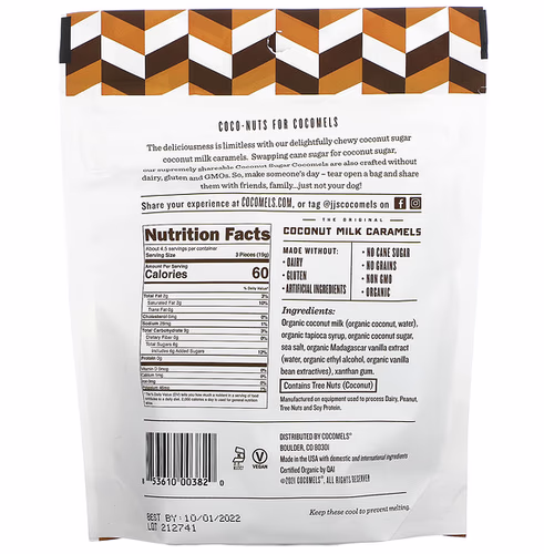 Cocomels, Coconut Milk Caramels, Coconut Sugar, 3 oz (85 g) Cocomels, Coconut Milk Caramels, Coconut Sugar, 3 oz (85 g)