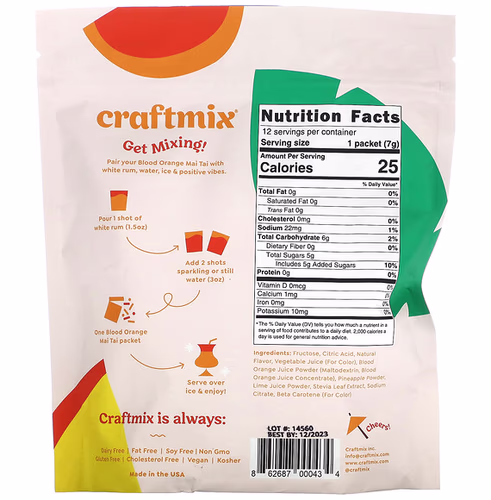 Craftmix, Cocktail Mix Packets, Blood Orange Mai Tai, 12 Packets, 2.96 oz (84 g)