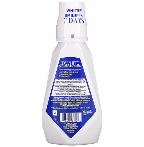 Crest, 3D White, Multi-Care Whitening Mouthwash, Glamorous White, Arctic Mint, 16 fl oz (473 ml) Crest, 3D White, Multi-Care Whitening Mouthwash, Glamorous White, Arctic Mint, 16 fl oz (473 ml)