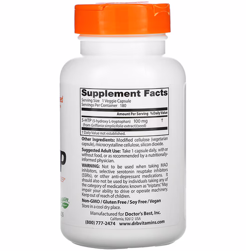 Doctor's Best, 5-HTP, 100 mg, 180 Veggie Caps Doctor's Best, 5-HTP, 100 mg, 180 Veggie Caps