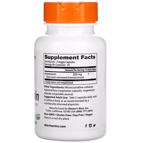 Doctor's Best, Artemisinin, 100 mg, 90 Veggie Caps Doctor's Best, Artemisinin, 100 mg, 90 Veggie Caps