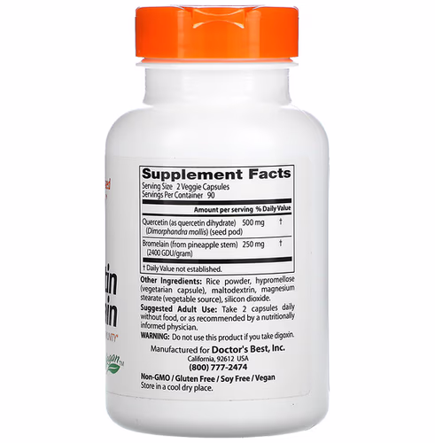 槲皮素, 抗氧化劑: Doctor's Best, Quercetin Bromelain, 180 Veggie Caps