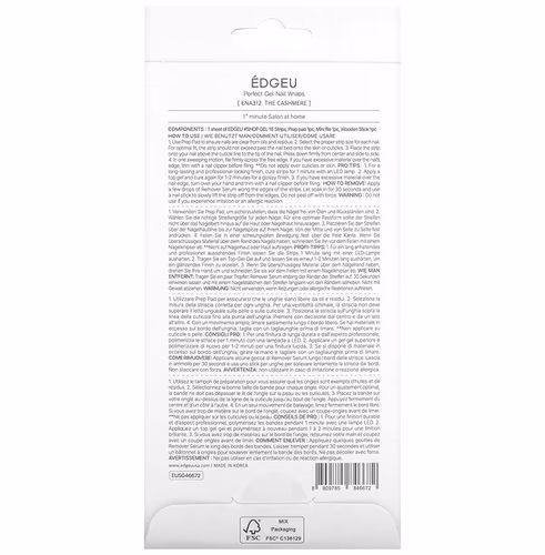 Edgeu, Perfect Gel Nail Wraps, ENT312, The Cashmere, 16 Piece Strips Set