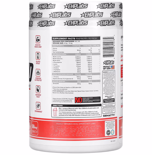 EHPlabs, Beyond BCAA + EAA, Raspberry Refresh, 17.3 oz (492 g)