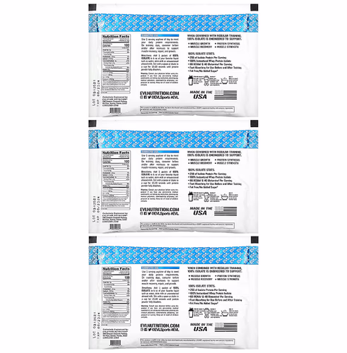 EVLution Nutrition, 100% Isolate Protein, Double Rich Chocolate, 3 Packets, 1.11 oz (31.4 g) Each