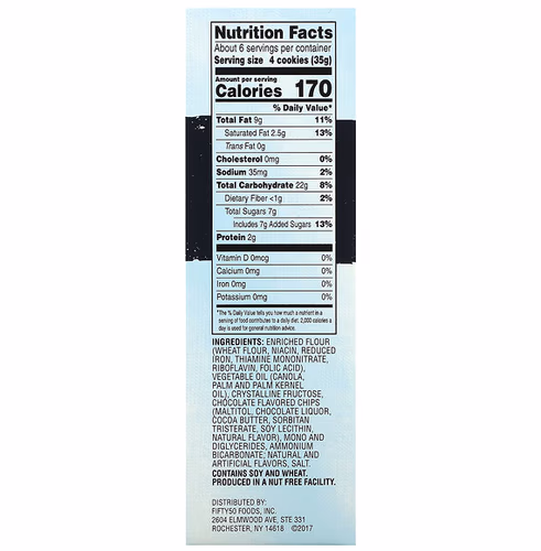 Fifty 50, Low Glycemic Chocolate Chip Cookies, 7 oz (198 g)