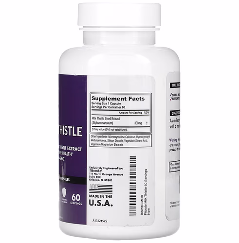 FITCODE, Milk Thistle, 300 mg, 60 Veggie Capsules FITCODE, Milk Thistle, 300 mg, 60 Veggie Capsules