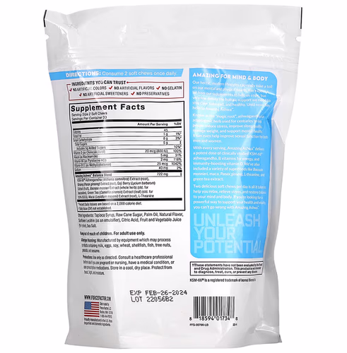 Force Factor, Amazing Ashwa, Triple Berry, 60 Soft Chews