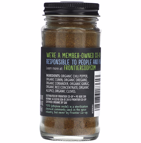 Frontier Co-op, Chili Powder with Cumin, Garlic, & Oregano, 1.94 oz, (55 g) Frontier Co-op, Chili Powder with Cumin, Garlic, & Oregano, 1.94 oz, (55 g)