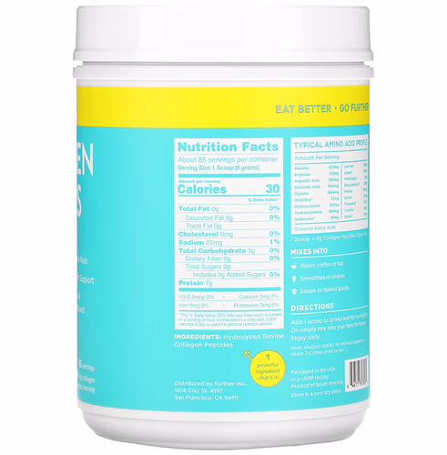 Further Food, Collagen Peptides, Unflavored, 8, 000 mg, 24 oz (680 g) Further Food, Collagen Peptides, Unflavored, 8, 000 mg, 24 oz (680 g)