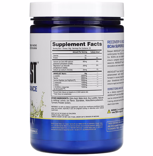 Gaspari Nutrition, Aminolast, Recovery & Endurance BCAA Superfuel, Lemon Ice, 14.8 oz (420 g) Gaspari Nutrition, Aminolast, Recovery & Endurance BCAA Superfuel, Lemon Ice, 14.8 oz (420 g)