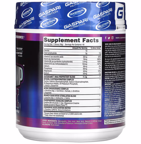 Gaspari Nutrition, SuperPump Max, Grape Cooler, 1.41 lbs (640 g) Gaspari Nutrition, SuperPump Max, Grape Cooler, 1.41 lbs (640 g)