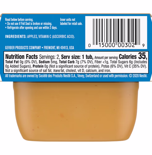 Gerber, Natural for Baby, 1st Foods, Apple, 2 Pack, 2 oz (56 g) Each Gerber, Natural for Baby, 1st Foods, Apple, 2 Pack, 2 oz (56 g) Each