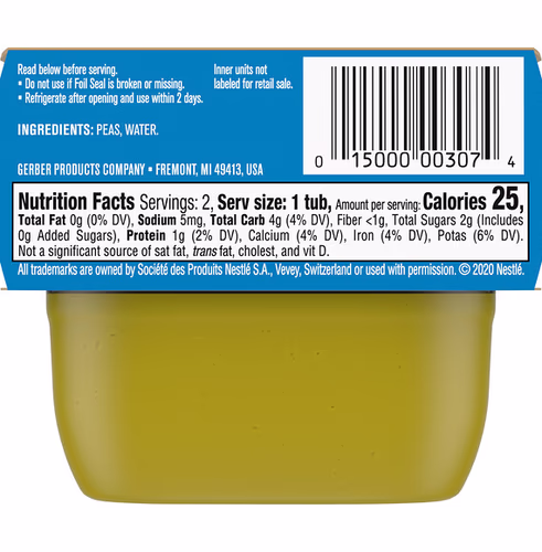 Gerber, Natural for Baby, 1st Foods, Pea, 2 Pack, 2 oz (56 g) Each Gerber, Natural for Baby, 1st Foods, Pea, 2 Pack, 2 oz (56 g) Each