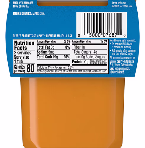 Gerber, Natural for Baby, 2nd Foods, Mango, 2 Pack, 4 oz (113 g) Each Gerber, Natural for Baby, 2nd Foods, Mango, 2 Pack, 4 oz (113 g) Each