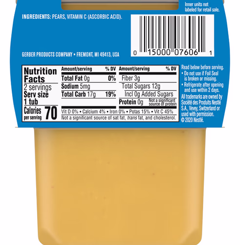 Gerber, Natural for Baby, 2nd Foods, Pear, 2 Pack, 4 oz (113 g) Each