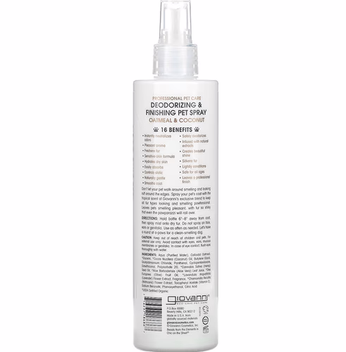 Giovanni, Professional Pet Care, Deodorizing & Finishing Pet Spray, Oatmeal & Coconut, 10 fl oz (295 ml)