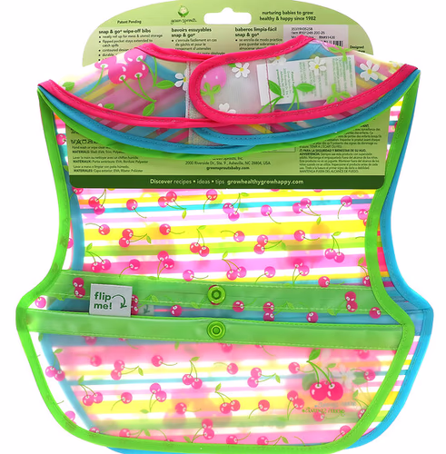 Green Sprouts, Snap & Go Wipe Off Bibs, 9-18 Months, 3 Pack