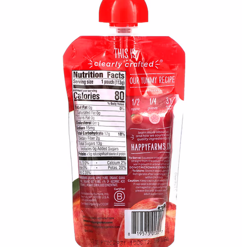 Happy Family Organics, Happy Baby, Organic Baby Food, 6+ Months, Apples, Guavas, & Beets, 4 oz (113 g)