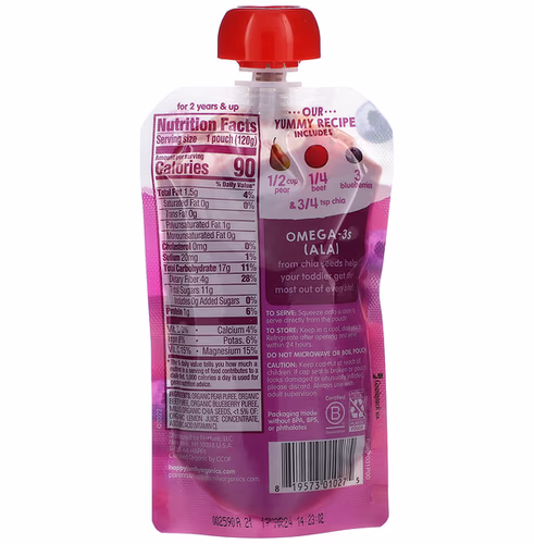 Happy Family Organics, Happytot, Superfoods, 2+Years, Organic Pears, Beets & Blueberries & Chia, 4.22 oz (120 g)