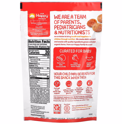 Happy Family Organics, Organic Creamies, Freeze-Dried Veggie, Fruit & Coconut Milk Snacks, Strawberry, Raspberry & Carrot, 1 oz (28 g) Happy Family Organics, Organic Creamies, Freeze-Dried Veggie, Fruit & Coconut Milk Snacks, Strawberry, Raspberry & Carrot, 1 oz (28 g)