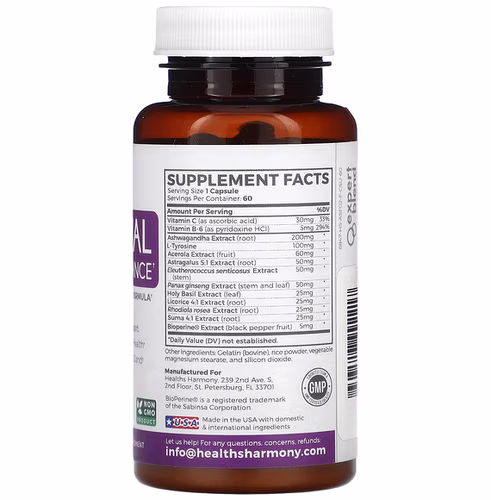 Healths Harmony, Adrenal Health & Balance, 60 Capsules Healths Harmony, Adrenal Health & Balance, 60 Capsules