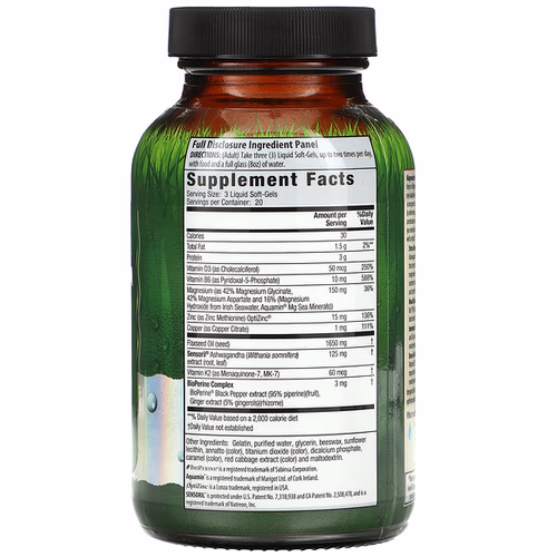 Irwin Naturals, Triple Source Magnesium + Ashwagandha, 60 Liquid Soft-Gels Irwin Naturals, Triple Source Magnesium + Ashwagandha, 60 Liquid Soft-Gels