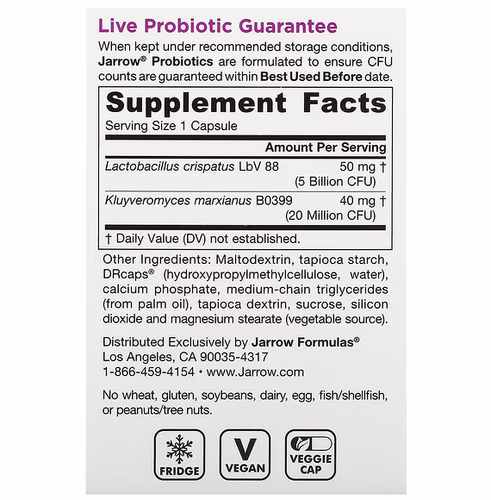 Jarrow Formulas, Probiotic Yeast Support, Women’s Probiotic, 5 Billion CFU, 30 Delayed Release Veggie Caps Jarrow Formulas, Probiotic Yeast Support, Women’s Probiotic, 5 Billion CFU, 30 Delayed Release Veggie Caps
